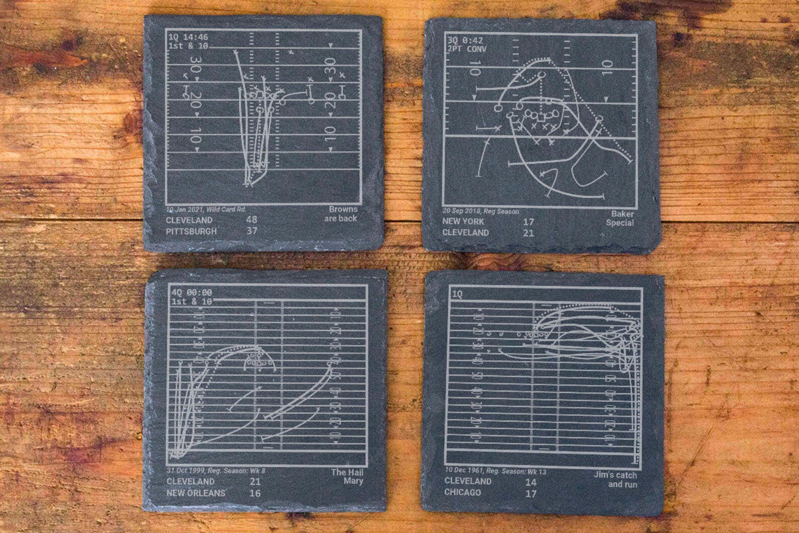 Greatest Browns Plays: Slate Coasters (Set of 4) - Image 2