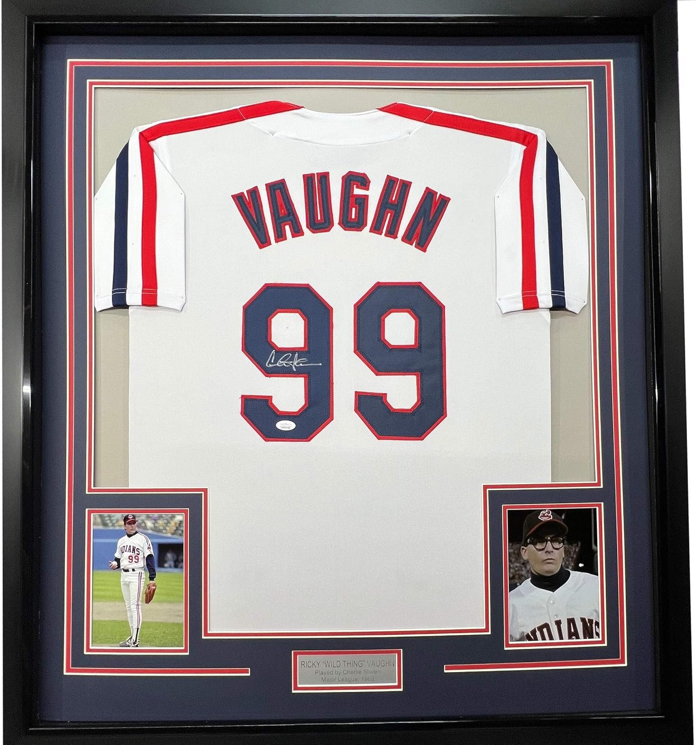 Ricky Vaughn - framed/signed jersey