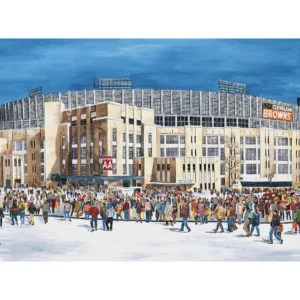 Cleveland Municipal Stadium oil painting